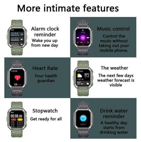 1.8 Inch Heart Rate Blood Pressure Monitoring Smart Calling Watch - Green
