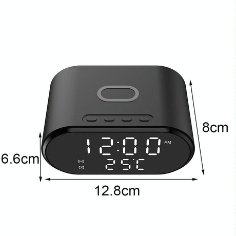 15W Wireless Charger With Mirror & Clock - White