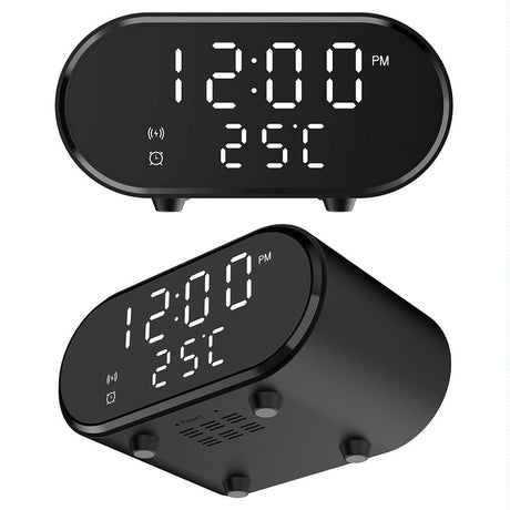 15W Wireless Charger With Mirror & Clock - White