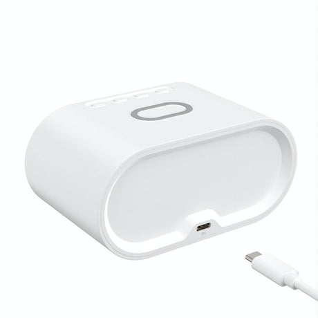 15W Wireless Charger With Mirror & Clock - White