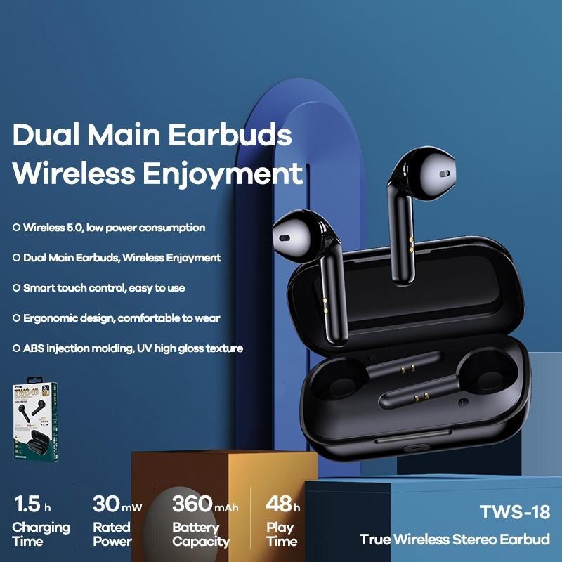 True Wireless Stereo Bluetooth 5.0 Earphones - Tws-18 - White