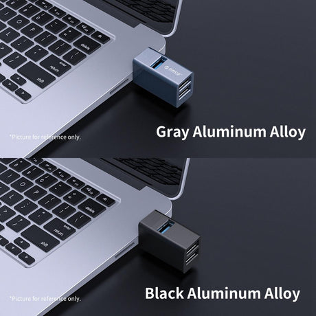 3-In-1 Usb Aluminum Mini Hub Adapter - Gray