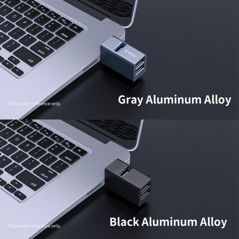 3-In-1 Usb Aluminum Mini Hub Adapter - Gray