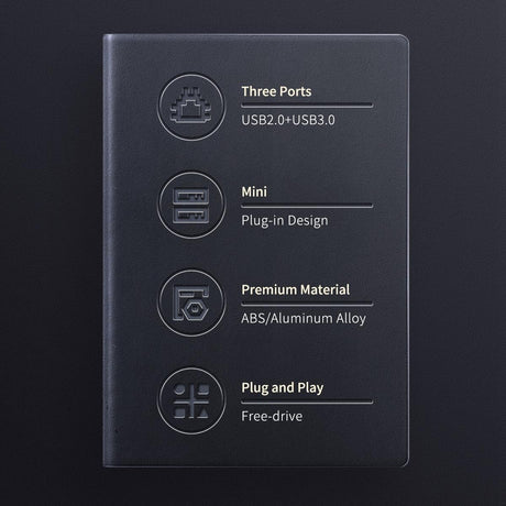 3-In-1 Usb Aluminum Mini Hub Adapter - Gray