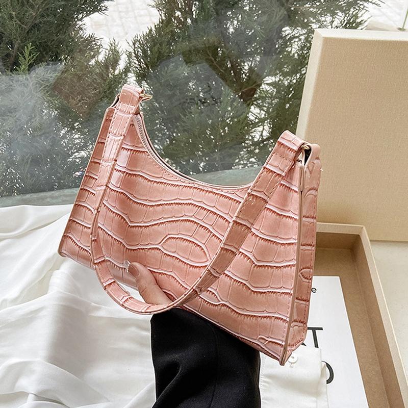 Small Square Stone Pattern Shoulder Bag For Women - Yellow