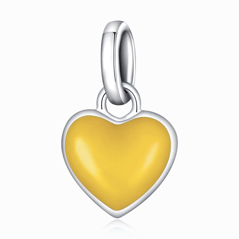 925 Sterling Silver Heart Pendant For Diy Bracelets & Necklaces - Pink