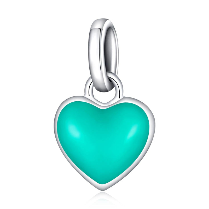 925 Sterling Silver Heart Pendant For Diy Bracelets & Necklaces - Pink