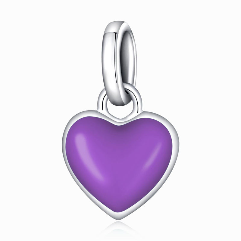925 Sterling Silver Heart Pendant For Diy Bracelets & Necklaces - Pink