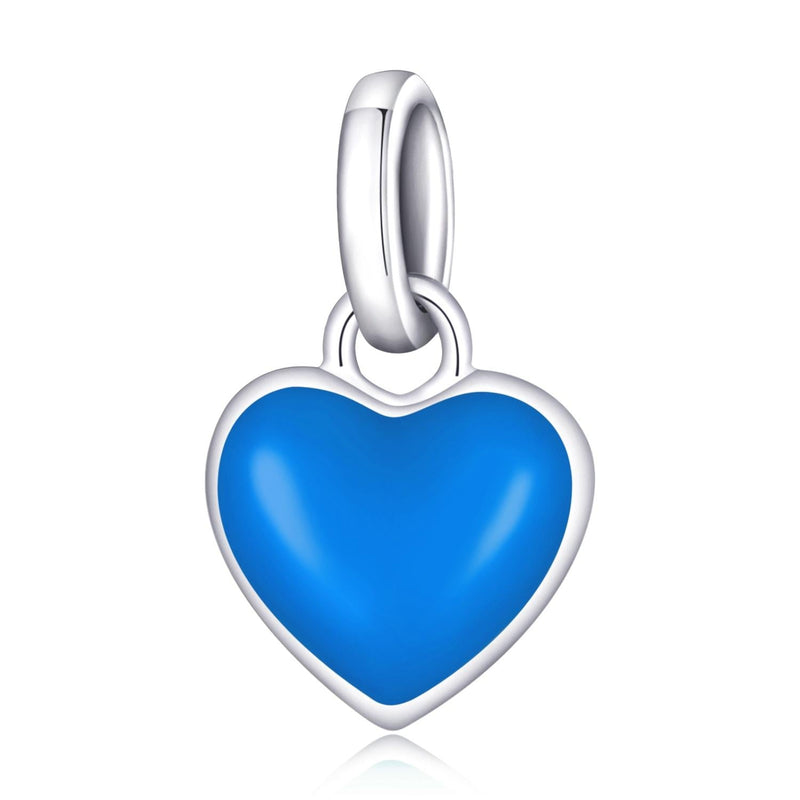 925 Sterling Silver Heart Pendant For Diy Bracelets & Necklaces - Pink