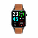 1.7 Inch Hd Square Screen Leather Strap Smart Watch Supports Body Temperature Monitoring / Blood Oxygen Monitoring - Brown