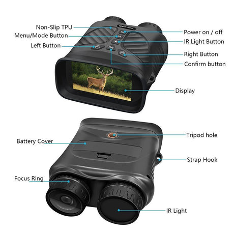 3 Ips Screen Digital Night Vision Binoculars with 3 Display - Green