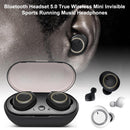 Mini Invisible Tws Bluetooth 5.0 Earphones with Charging Box & Mic - White