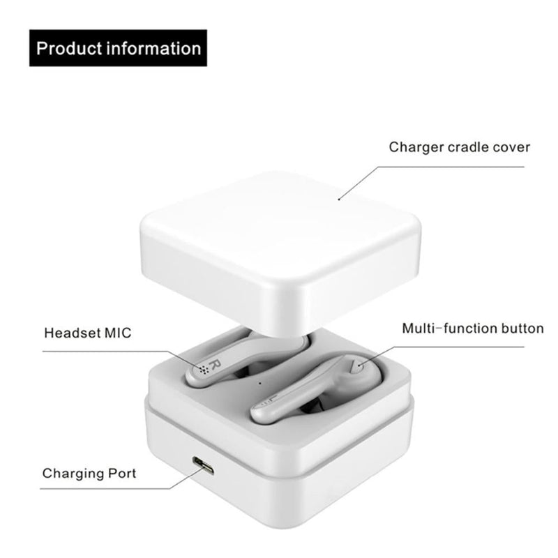 Mini Touch Control Wireless Earbuds with Charger Box - Hifi Bluetooth Tws - White