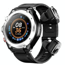 1.28 Inch Ips Touch Screen 2 In 1 Bluetooth Headset Smart Watch Support Heart Rate Monitoring / Bluetooth Music - Silver