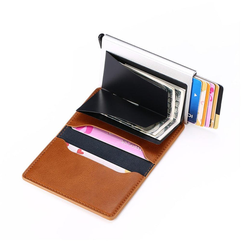 Automatic Rfid Blocking Card Holder with Coin Pocket - Blue