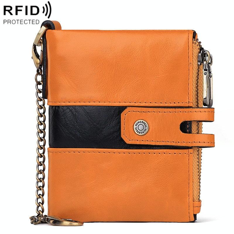 Retro Mens Coin Purse with Rfid Protection - Orange