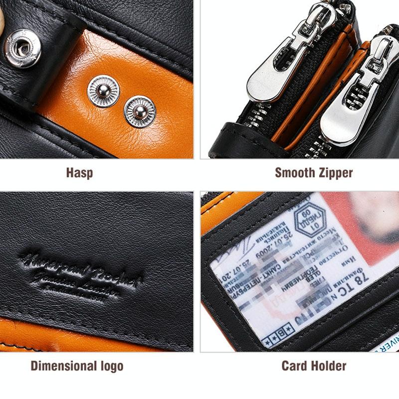 Retro Mens Coin Purse with Rfid Protection - Orange