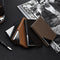 Stainless Steel Business Card Holder Men Leather Clamp - Brown