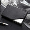 Stainless Steel Business Card Holder Men Leather Clamp - Brown