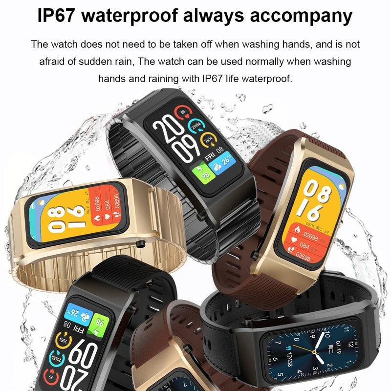 1.98 Inch 2 In 1 Bluetooth Earphone Smart Watch With Ecg & Nfc Support - Brown