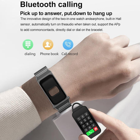 1.98 Inch 2 In 1 Bluetooth Earphone Smart Watch With Ecg & Nfc Support - Brown