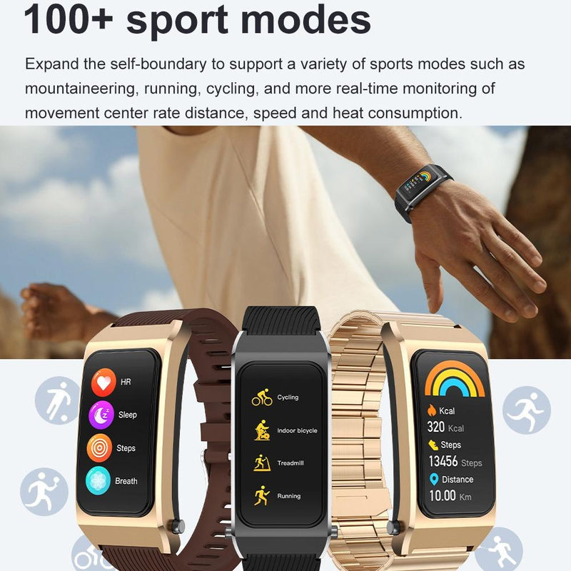 1.98 Inch 2 In 1 Bluetooth Earphone Smart Watch With Ecg & Nfc Support - Brown