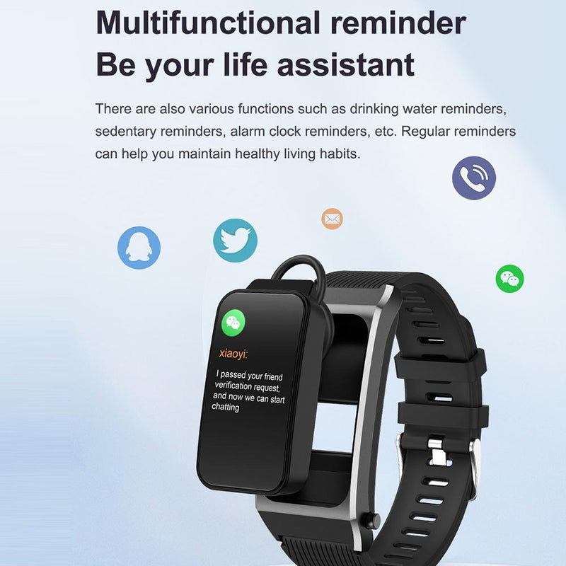 1.98 Inch 2 In 1 Bluetooth Earphone Smart Watch With Ecg & Nfc Support - Brown