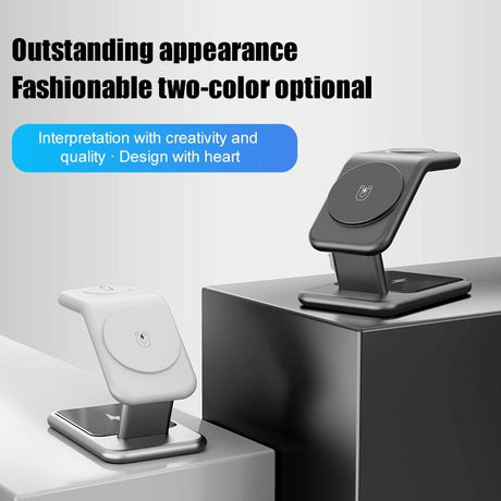 15W 3 In 1 Magnetic Wireless Charger - Black
