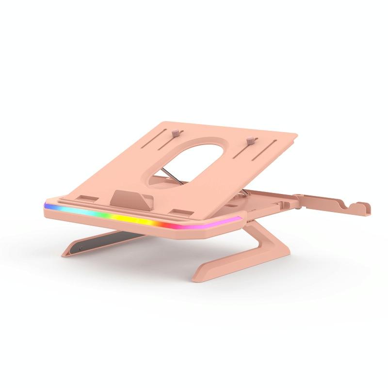 Adjustable Laptop Stand With 9 Levels Of Lighting - Pink