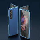For Samsung Galaxy Z Fold4 5G Leather Plated Phone Cover - Blue
