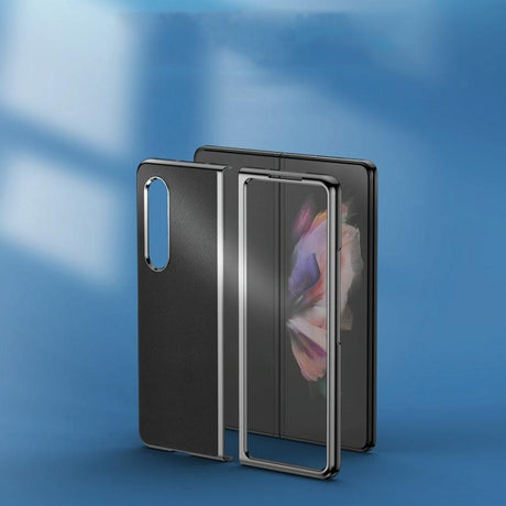For Samsung Galaxy Z Fold4 5G Leather Plated Phone Cover - Blue