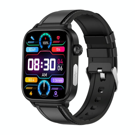 1.96 Inch Colour Screen Smart Watch Leather Strap Support Bluetooth Call / Ecg - Brown