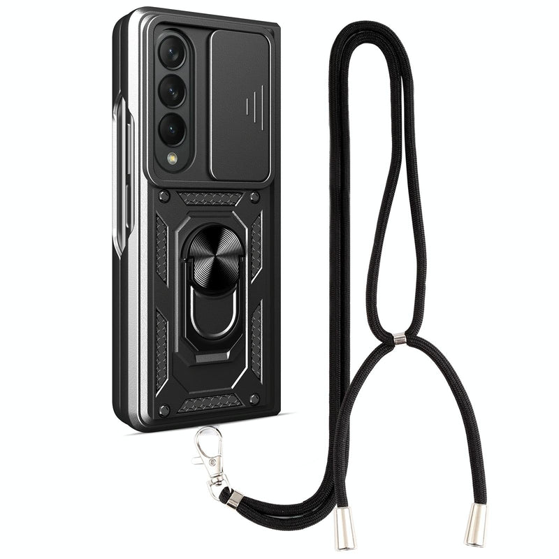 For Samsung Galaxy Z Fold4 5G Camshield Lanyard Case With Slide Ring
