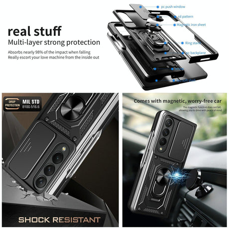 For Samsung Galaxy Z Fold4 5G Camshield Lanyard Case With Slide Ring