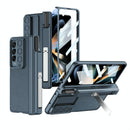 For Samsung Galaxy Z Fold4 5G Magnetic Leather Flip Case With Holder - Blue