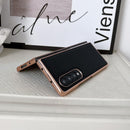 For Samsung Galaxy Z Fold4 5G Xiaoya Series Genuine Leather Plating Case - Coffee