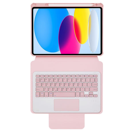 360 Rotation Bluetooth Keyboard Leather Case For Ipad 10.9 2022 - Transparent Acrylic With Touch Control - Pink
