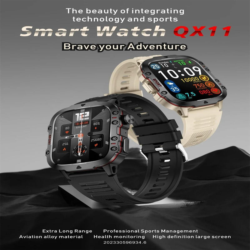 1.96 Inch Colour Screen Smart Watch Silicone Strap Support Bluetooth Call - Khaki