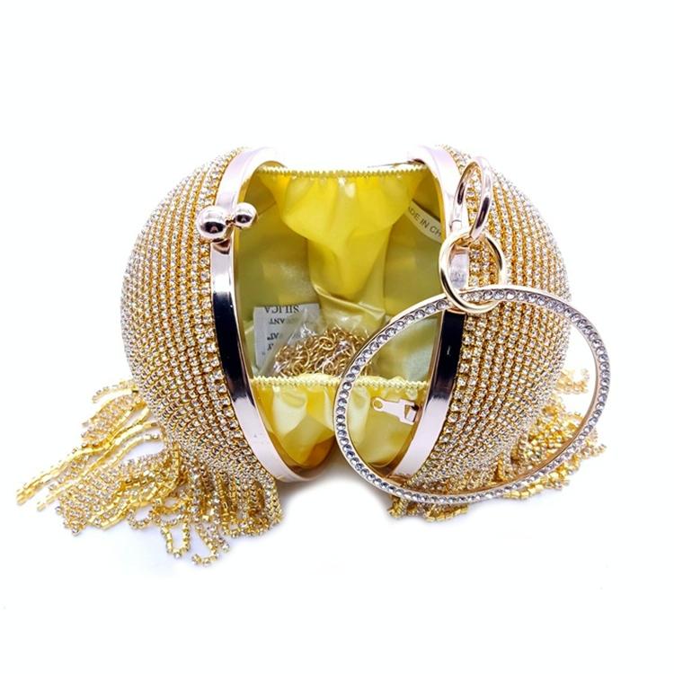 Crystal Tassel Clutch For Weddings And Parties - Gold Crystal Bag