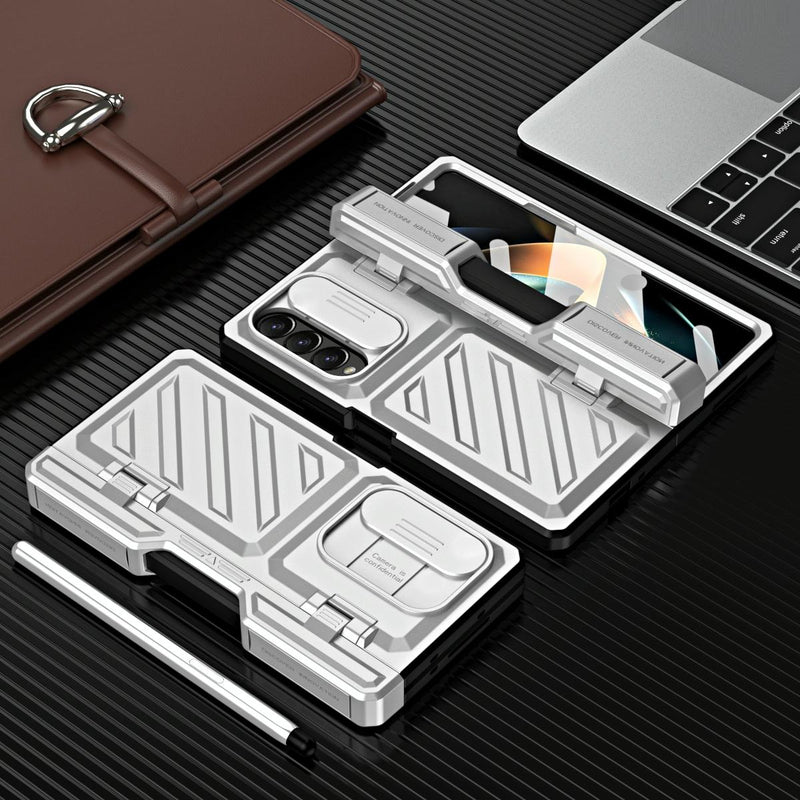For Samsung Galaxy Z Fold4 5G Shockproof Tpu Pc Case With Pen - Gold