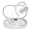 Wireless Stereo Earphones with Charging Case - Hanging Ear Design - White