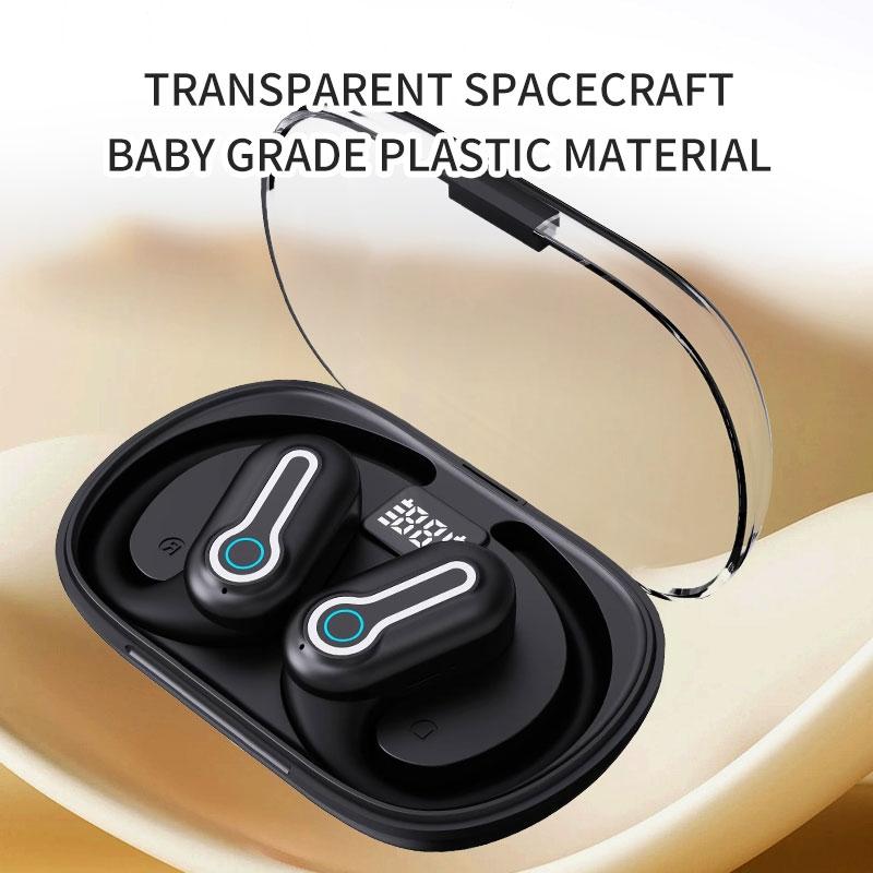 Wireless Stereo Earphones with Charging Case - Hanging Ear Design - White