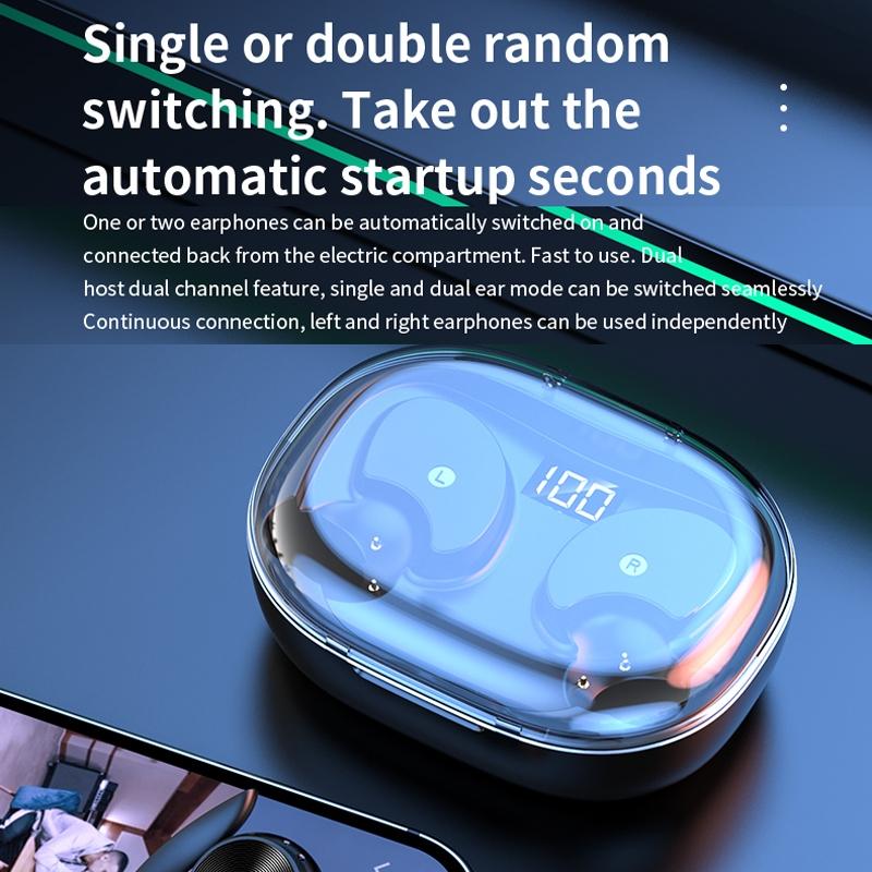 Wireless Earphones with Digital Display and Charging Case - White