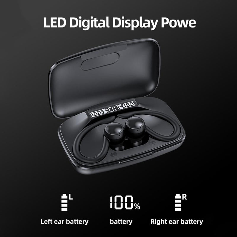 Led Bluetooth Earphones with Noise Reduction and Power Bank Function - Blue