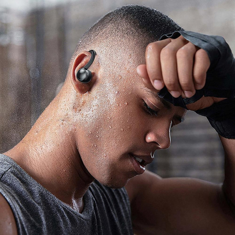 Led Bluetooth Earphones with Noise Reduction and Power Bank Function - Blue