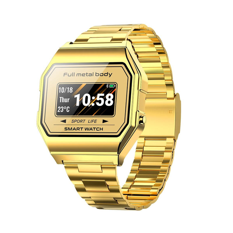 Waterproof Steel Smart Watch With Colour Screen - Gold