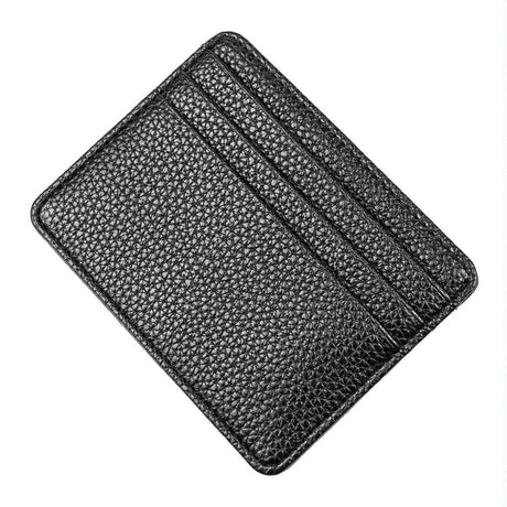 Lychee Pattern Mini Card Holder Multi Card Slots Ultra Thin Coin Purse - Black