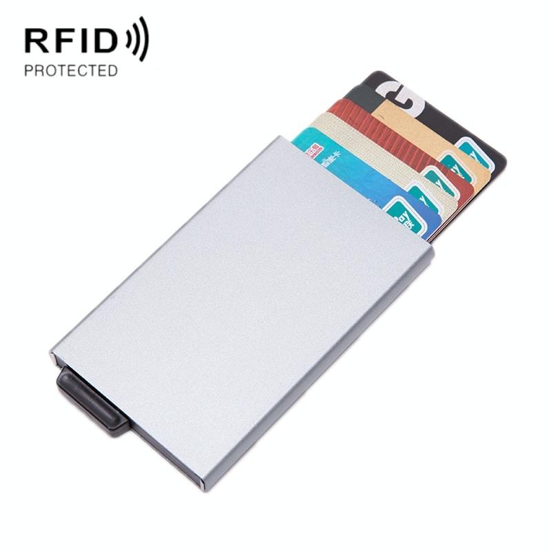 Automatic Eject Rfid Blocking Aluminum Card Wallet - Black