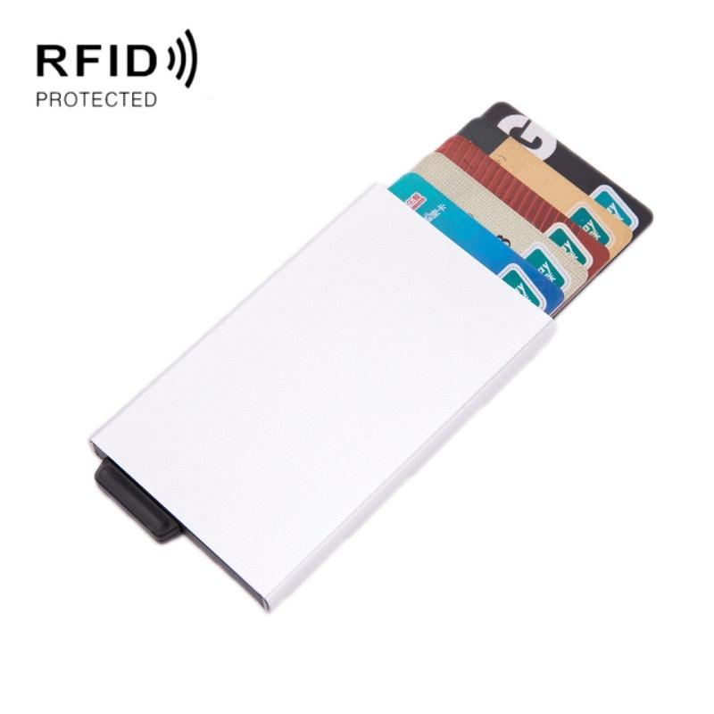 Automatic Eject Rfid Blocking Aluminum Card Wallet - Black