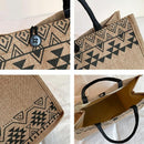 Simple Linen Tote Bag With Large Capacity - Style Print - Semicircle